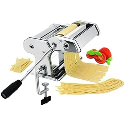Image of IBILI 773100 Italia Pasta Maker Machine, Stainless Steel, Silver, 17 x 5 2 cm