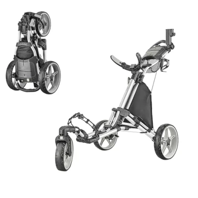 Image of Caddytek Unisex Caddylite One Swivel V8, Silver Golf Push Cart trolley, Silver, Size UK