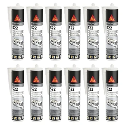 Image of 12 x Sikaflex 522 weather resistant low emission universal adhesive and sealant (replaces 521 UV 221i) 300 ml cartridge (black)