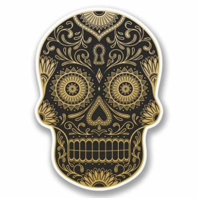 Image of DestinationVinyl 2 x 15cm/150mm Sugar Skull Vinyl SELF ADHESIVE STICKER Decal Laptop Car Travel Luggage Label Tag #9725