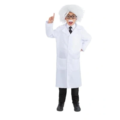 Image of Smiffys Albert Einstein Kit Wig, Glasses, Adhesive Moustache &amp; Tie, Boys Fancy Dress, Heros Dress Up Accessories