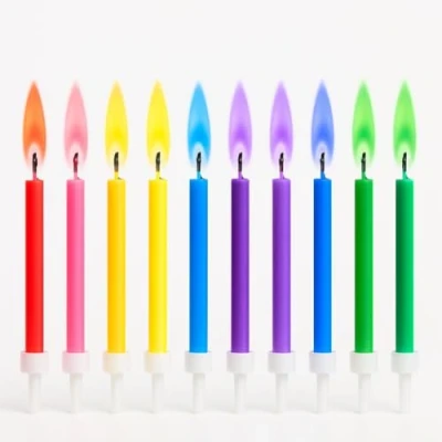 Image of Birthday Candles Gorgeous 12pcs Happy for Cake, Colorful Flame Candles, Holders Included
