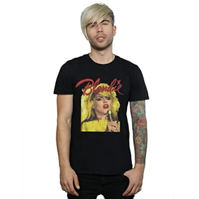 Image of Absolute Cult Blondie Men&#039;s Singing with Mic T Shirt Black Large
