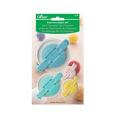 Image of clover Pom Maker Set 4/Pkg, ABS Resin, Polypropylene and Stainless Steel, Multicolor, 4 Pack
