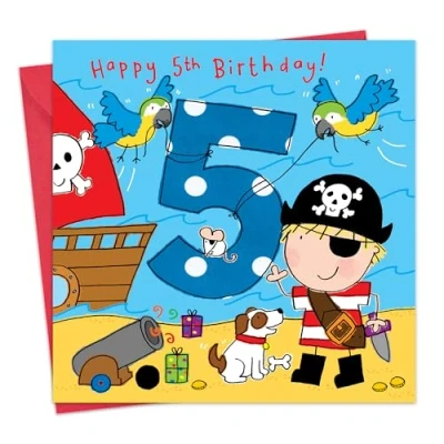 Image of Twizler 5th Birthday Card Boy Pirate Age 5 Boys Happy Year Old Childrens Cards