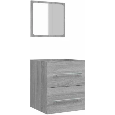 Image of vidaXL Bathroom Cabinet with Mirror Grey Sonoma 41x38.5x48 cm Engineered Wood