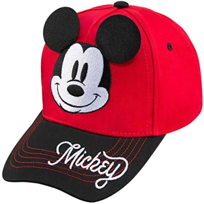 Image of Disney Boys Red Mickey Mouse Dimensional Ears Baseball Cap Age 4 7
