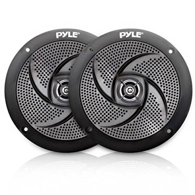 Image of Pyle Marine Speakers 4 Inch 2 Way Waterproof and Weather Resistant Outdoor Audio Stereo Sound System with 100 Watt Power Low Profile Slim Style Design 1 Pair PLMRS4B (Black)