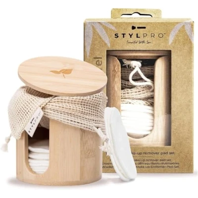Image of STYLPRO Reusable Bamboo Makeup Remover Pads Pack of 8 Washable Cotton Face Pads, for 1000+ Uses, Eco Friendly Cleansing Removal &amp; Care