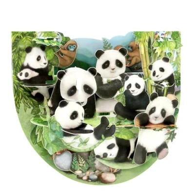 Image of SANTORO PopnRock, 3D Pop Up Greeting Card Pandas For Her, Him, Kids, Girls Panda Birthday