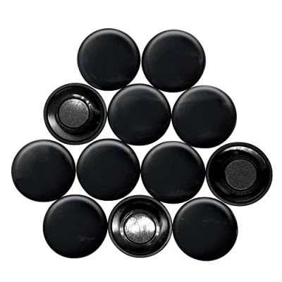 Image of Large Black Planning Office Magnets for Fridge, Whiteboard, Noticeboard, Filing Cabinet 40mm dia x 8mm high Pack of 12