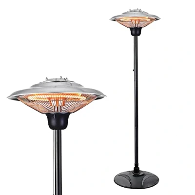 Image of Litecraft Patio Heater 1500 Watt Outdoor Floor Standing Garden Fitting Silver
