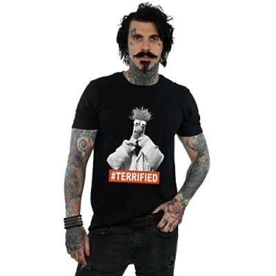 Image of Disney Men&#039;s The Muppets Beaker Terrified T Shirt Black Large