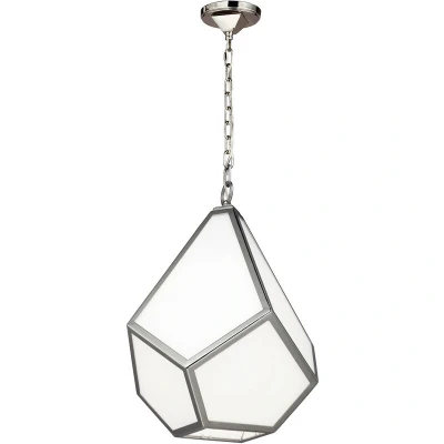 Image of Diamond 1 Light Medium Ceiling Pendant Polished Nickel, E27