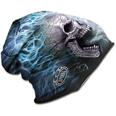 Image of Spiral Direct Unisex Flaming Spine Light Cotton Beanies Black Beanie, Black, One size (Manufacturer Size:One Size)