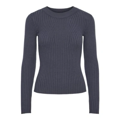 Image of PIECES Women&#039;s Pccrista LS O Neck Knit Noos Bc Sweater, Ombre Blue/Stripes: Birch, M