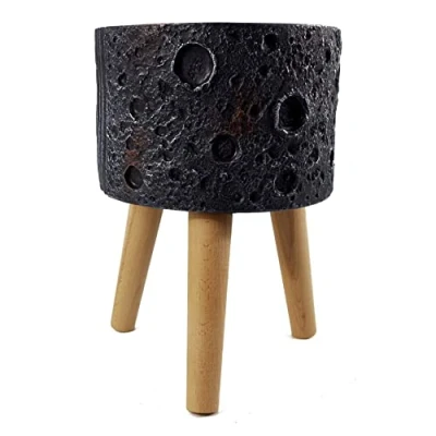 Image of Leaf Large Planters Plant Pots, Fibreglass, 35cm Lunar Black
