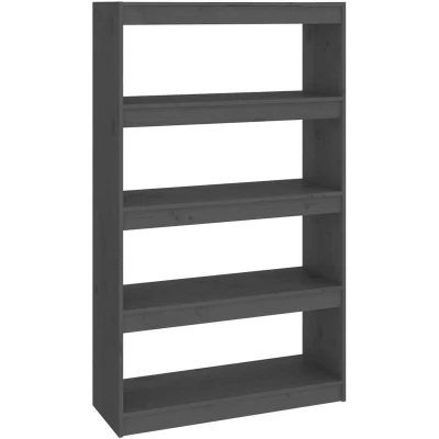 Image of vidaXL Book Cabinet/Room Divider Grey 80x30x135.5 cm Solid Wood Pine