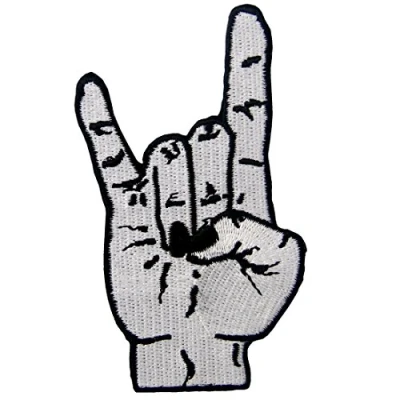 Image of Punk Rock and Roll Heavy Metal Music Hand Symbol Sign Language Embroidered Iron On Sew Patch