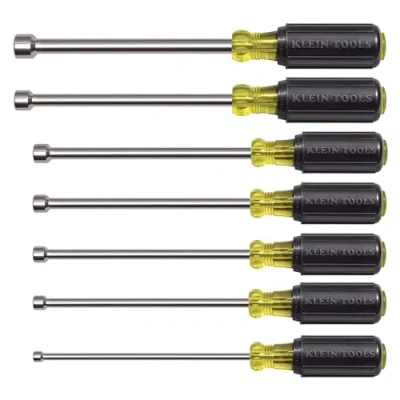 Image of Magnetic Nut Driver Set, 15 cm Shafts, 7 Piece Klein Tools 647M, Silver