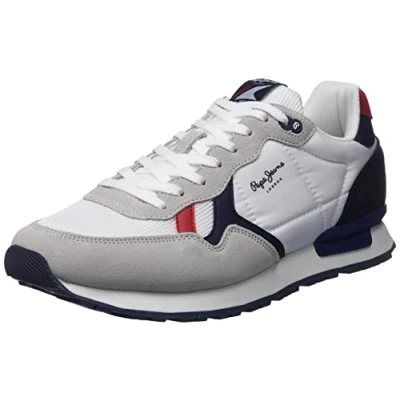 Image of Pepe Jeans Men&#039;s Britt Man Studio Green Sneaker, 800WHITE, 8 UK