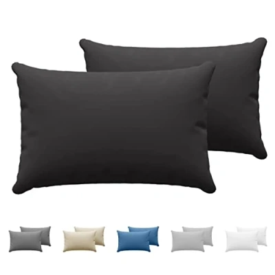 Image of Dreamzie Pillowcases (Set Of 2) Black For Pillows 40 x 60 cm 100% Cotton Jersey Pillowcase Pillow Cover Bed Protector Resistant and Hypoallergenic