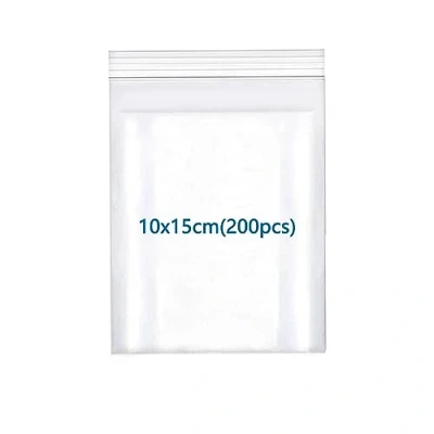 Image of huruirui Ziplock Bags, 10 x 15 cm / 160 μm, Pack of 200 Zip Resealable Transparent Plastic Small Sealing Bag, Bag Set, Waterproof