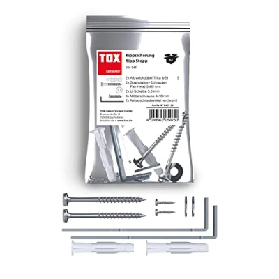 Image of TOX Kipp Stop Tilt Protection for Furniture, Secure Hold in All Rooms and Almost Any Building Material Shelves, Cupboards, Dressers Much More, Optically Inconspicuous Quick to Assemble,