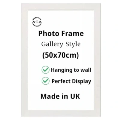 Image of Modern 50x70cm Photo Frame Picture Frames with Safe Perspex Front &amp; Wall Mounting Home Decoration Wooden Poster Black White Oak (White)