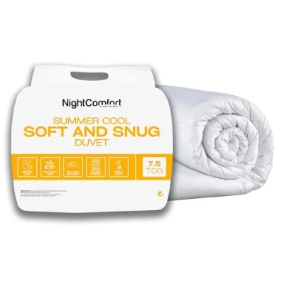 Image of Night Comfort Soft &amp; Snug Anti Allergy 7.5 Tog All Season Double Duvet Hypoallergenic Breathable Microfibre Cover with Lightweight Hollowfibre Filling Bedding Quilt (200cmx200cm, White)