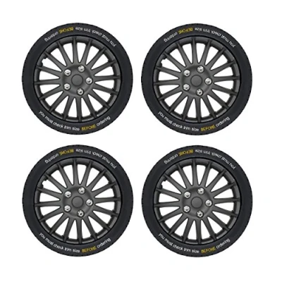 Image of XtremeAuto® BLACK Silver Blue Red WHEEL Trim Set x 4 (14&quot; DIAMOND TRIMS (WLW2 D35))