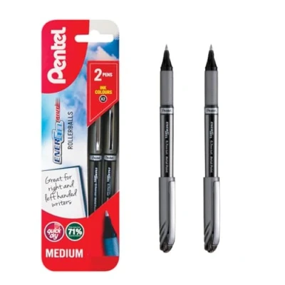 Image of Pentel EnerGel Plus, 0.7mm tip, black ink, 1 blister card with 2 pens
