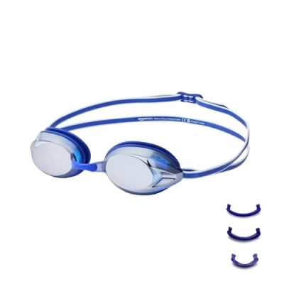 Image of Amazon Basics Unisex Adult Swimming Goggles, One Size, Mirrored Blue