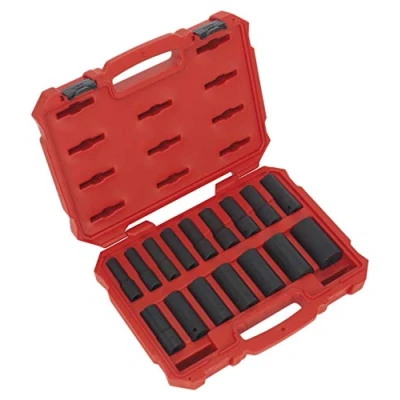 Image of Sealey Premier Impact Socket Set 16pc 1/2&quot;Sq Drive Deep Lock On™ 6pt Metric