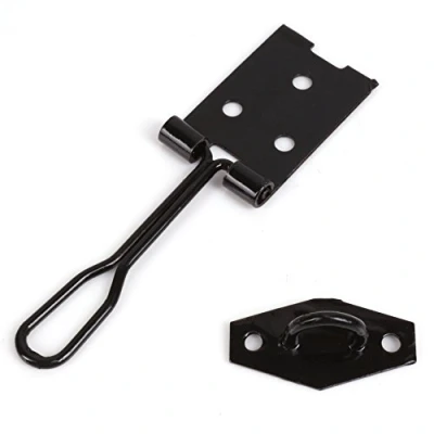 Image of 2X Black 100mm Wire Hasp &amp; Staple Latch/Lock for Cupboards Hutches Cages Sheds