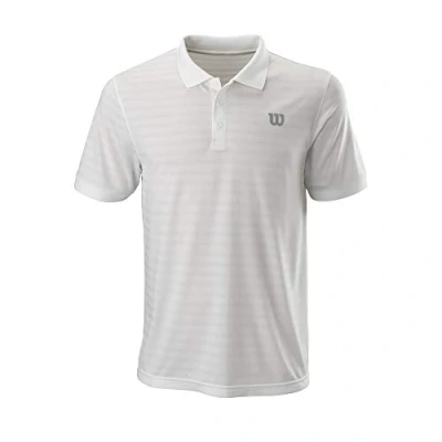 Image of Wilson Men&#039;s Polo Shirt, STRIPE POLO, Polyester, White, Size XL, WRA789703XL