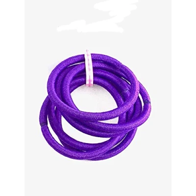 Image of 6 Hair Elastics Thick Endless No Metal Bobbles Snag Free School Bands Ponytail (Purple)
