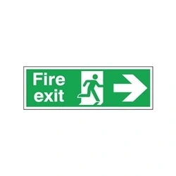 Image of Safety Sign Fire Exit Running Man Arrow Right 150x450mm Self Adhesive