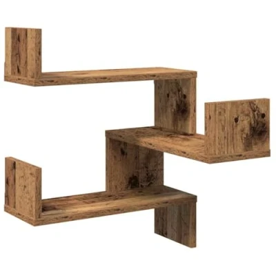 Image of vidaXL wall corner shelf engineered wood brown 40x40x49.5 cm space saving design living room, bedroom, study