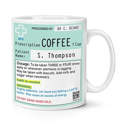 Image of Gift Base Personalised Name Coffee Prescription 10oz Mug Cup