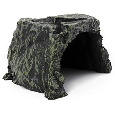 Image of MUALROUS Reptile Rock Hideout Hide Cave Away Turtle for Bearded Dragon Tortoise Small Lizards Fish Amphibians