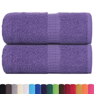 Image of vidaXL Guest Towels 2 pcs Purple 30x50 cm 360 gsm 100% Cotton
