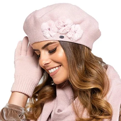 Image of Kamea Women&#039;s Acrylic Beret with Decorations Alaska, Pink,One Size