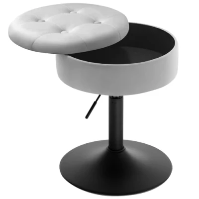 Image of WOLTU Dressing Table Stool, Makeup Vanity Stool with Storage, 360Swivel Round Velvet Height Adjustable 49.5 65cm,Stool for Dining Room Kitchen Office, Light Grey, BH329hgr 1 UK