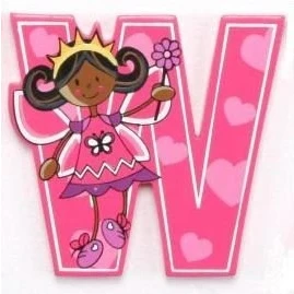 Image of Vinsani® Wooden Fairy Alphabet Letters Personalised Bedroom Wall Door Name (W)