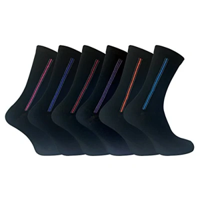 Image of 6 pairs mens formal patterned striped argyle coloured dress cotton socks (6 11 UK, DEE6)