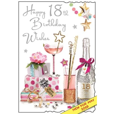 Image of Jonny Javelin Female Age 18 18th Birthday Wishes Card Champagne Presents