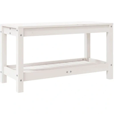 Image of vidaXL Garden Bench White 82.5x35x45 cm Solid Wood Pine