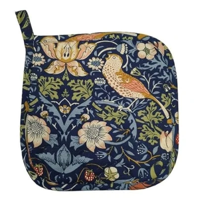Image of William Morris Strawberry Thief Navy Potholder Quilt