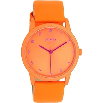 Image of Oozoo Timepieces Women&#039;s Watch Wrist with Leather Strap High Quality for Women Elegant Analogue in Round, orange